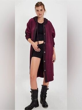 Free People Tomorrow’s Sweatshirt Cardigan~ Damson